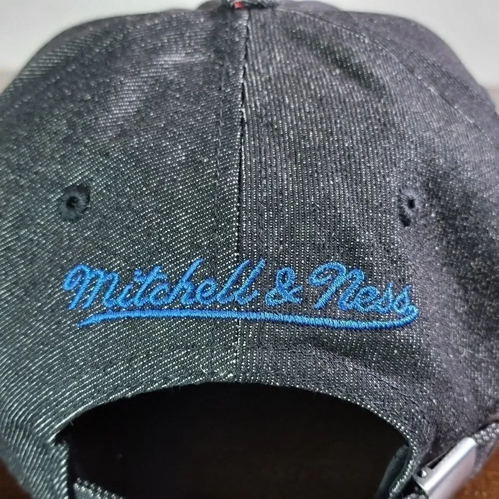 NBA Golden State Warriors Mitchell & Ness Black Denim Dad Hat Cap Curry Klay New